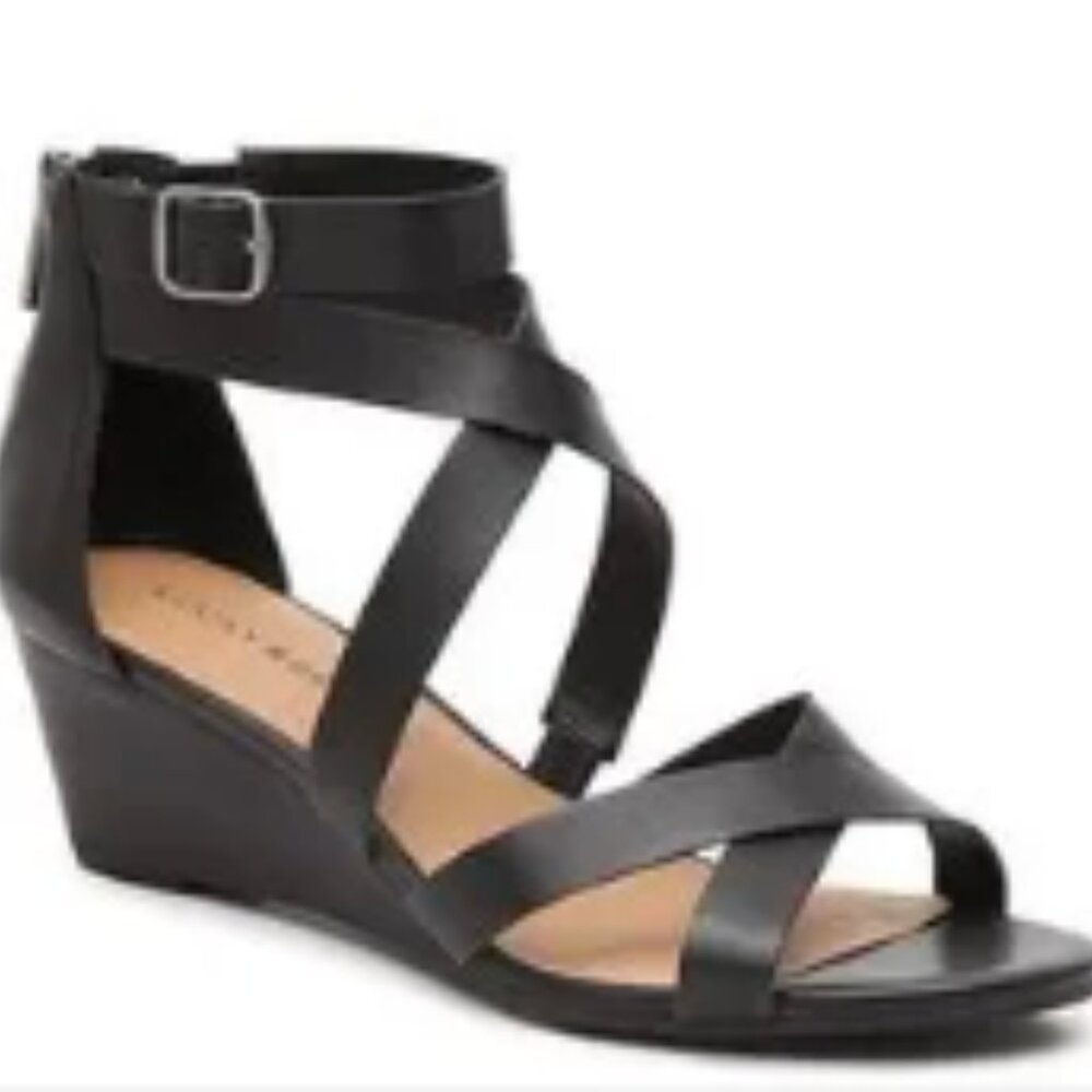 Lucky Brand Jewelia strappy wedge sandals Black 7.5